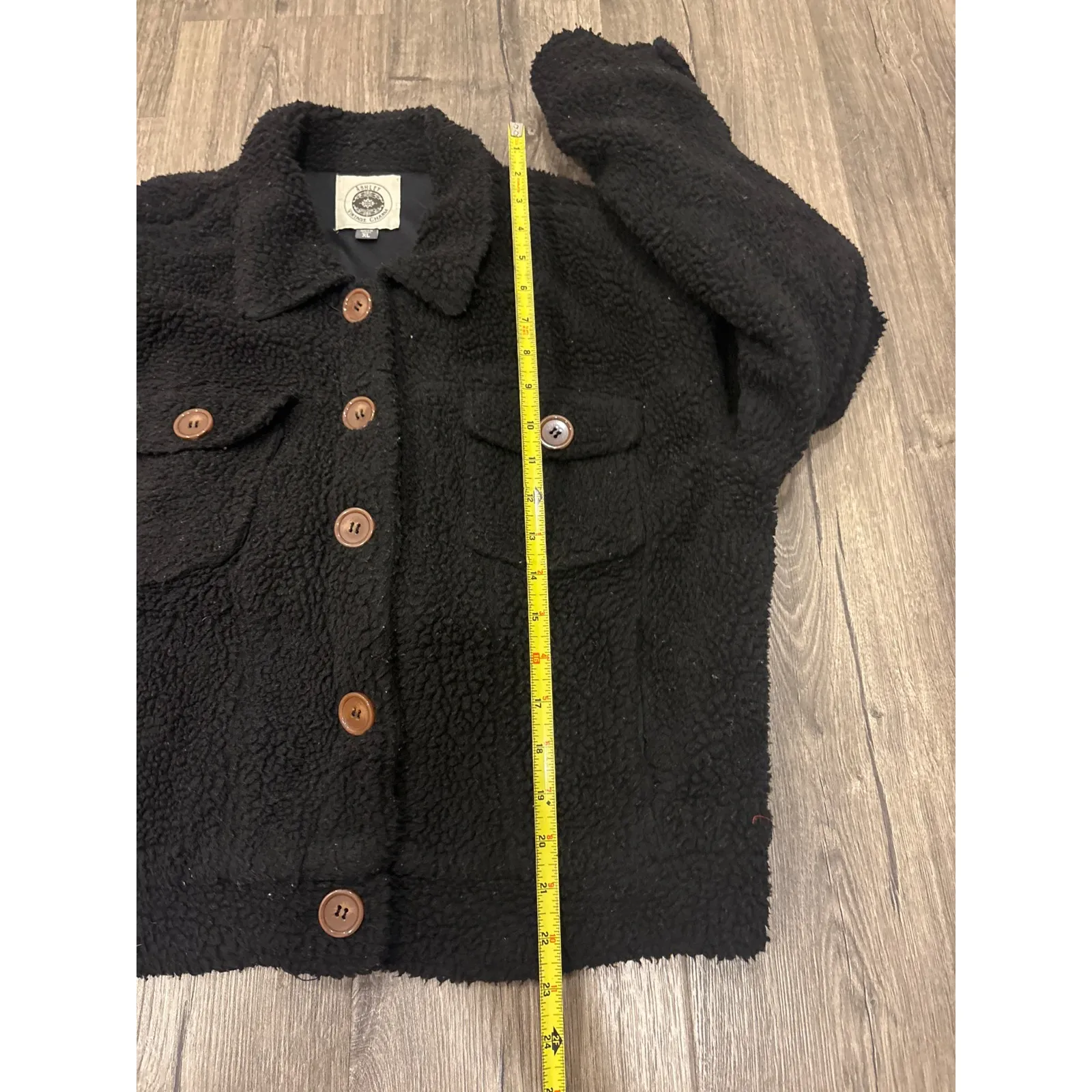 Ashley Vintage Charm Black Teddy Bear Fleece Sherpa Button Up Jacket Women's XL - Image 5