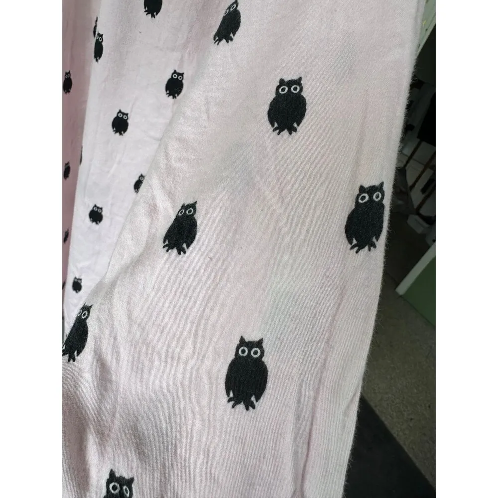 Owl Lovers Button Down Front Pockets Pajama PJ Sleep Shirt Dress S - Image 9