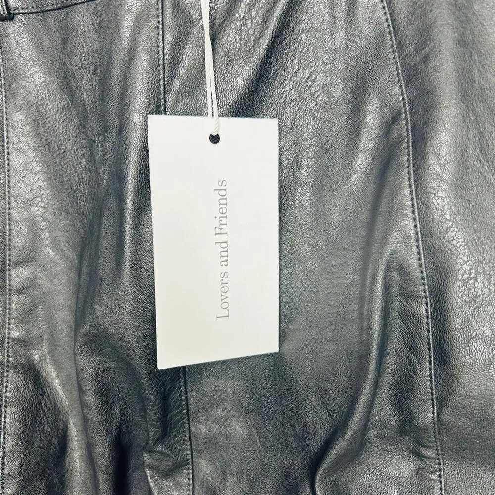 NWT Lovers & Friends Georgie Pant Faux Leather Black Sz XS (24 x 27.5) High Rise - Image 7