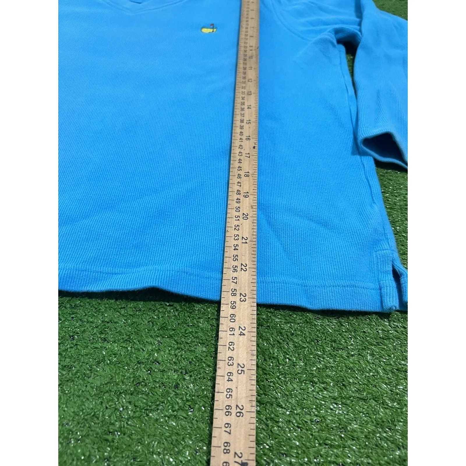 Vintage Masters Gold Sweater Womens XL Long Slv Turquoise Blue Augusta Pullover - Image 5