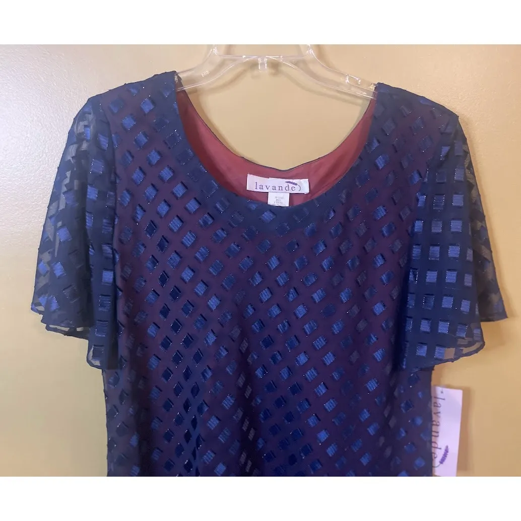 Lavande Shift Dress Flounce Hem Flutter Sleeves - Image 3