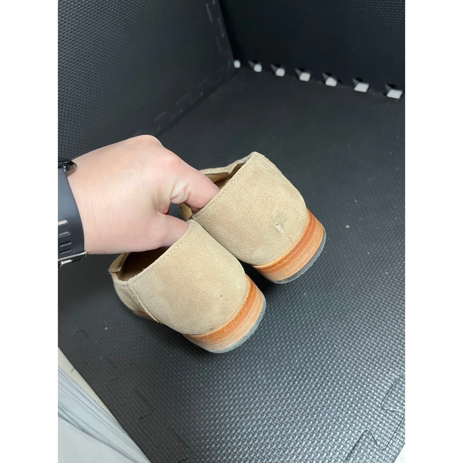 Patina Portland Loafer Suede Leather‎ Beige Almond Toe Slip On Shoes Women’s 6 - Image 7