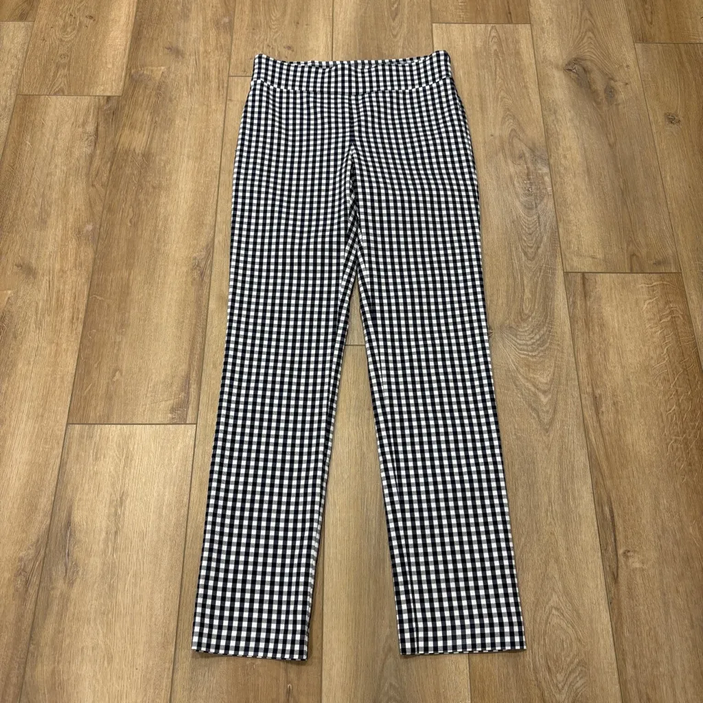 🌟J. MCLAUGHLIN🌟 GINGHAM CHECK PULL ON STRETCH PANT NAVY / WHITE SZ 8 - Image 2