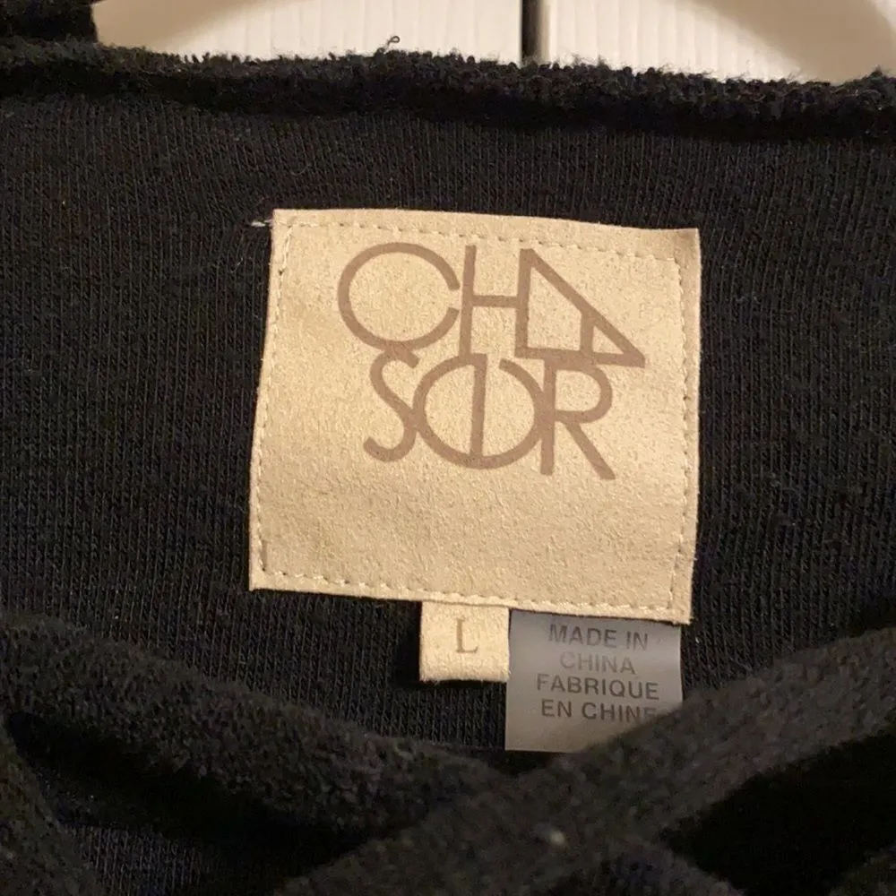 Chaser Black Terry Cloth Hooded Tie-Up Top - Image 2