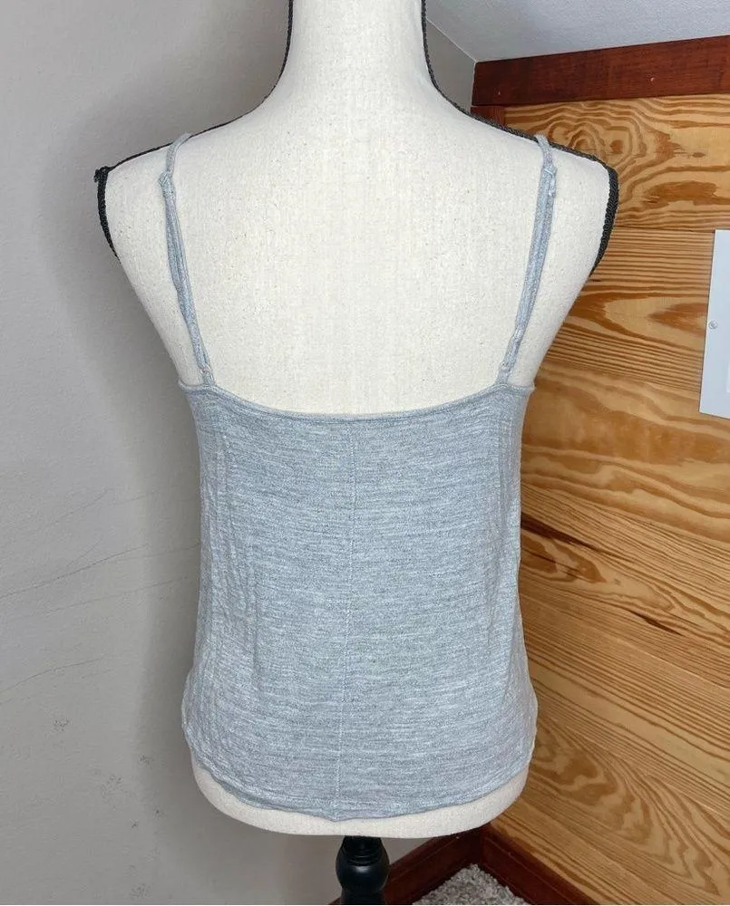 Anthem Crop Spaghetti Strap V-Neck Cami Tank Top in Grey Medium - Image 3