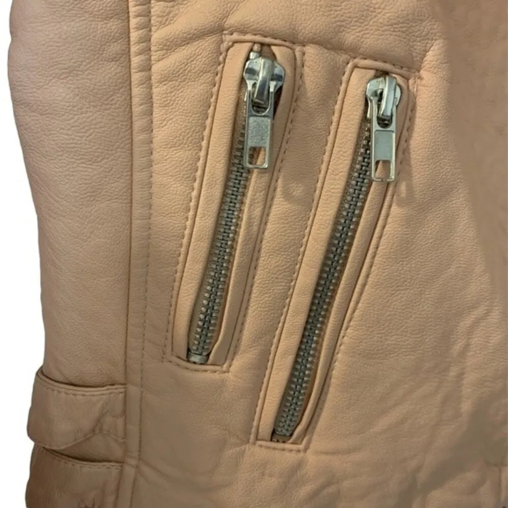 Forever 21 | Blush Pink Barbie Style Vegan Faux Leather Moto Jacket Size Small - Image 5