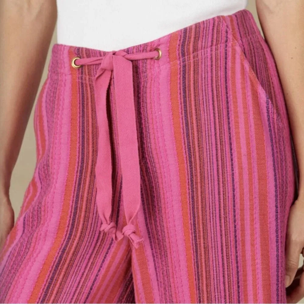 NWT Sundance Hana Stripe Pink Wide Leg Pants Size PM Medium Petite Boho Beachy - Image 5