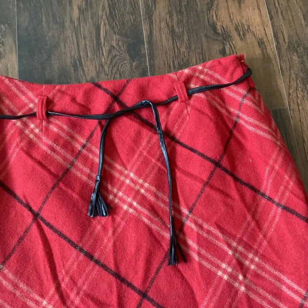 Vintage David N Wool Blend Midi Skirt Red Size 8 - Image 2