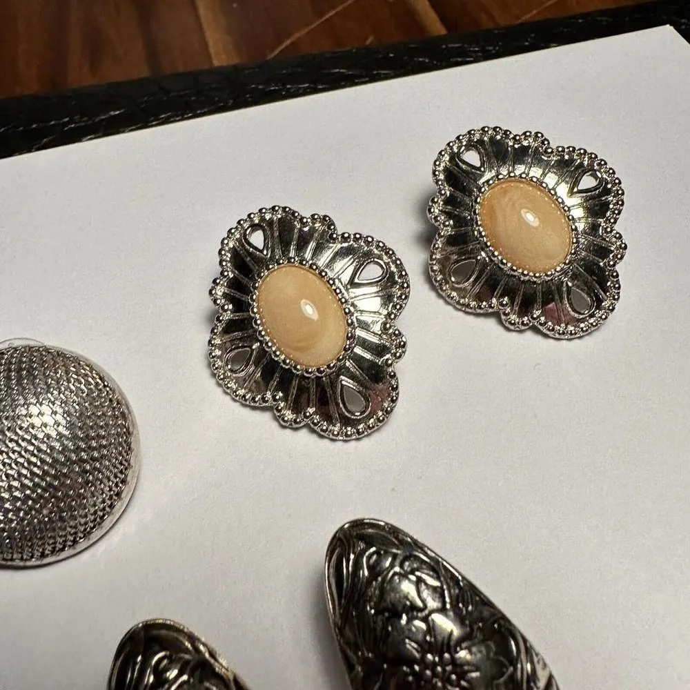 Lot Of 3 Silver Tone Pierced Earrings - Signed - 2 Avon 1 Daisy Fuentes - Image 2