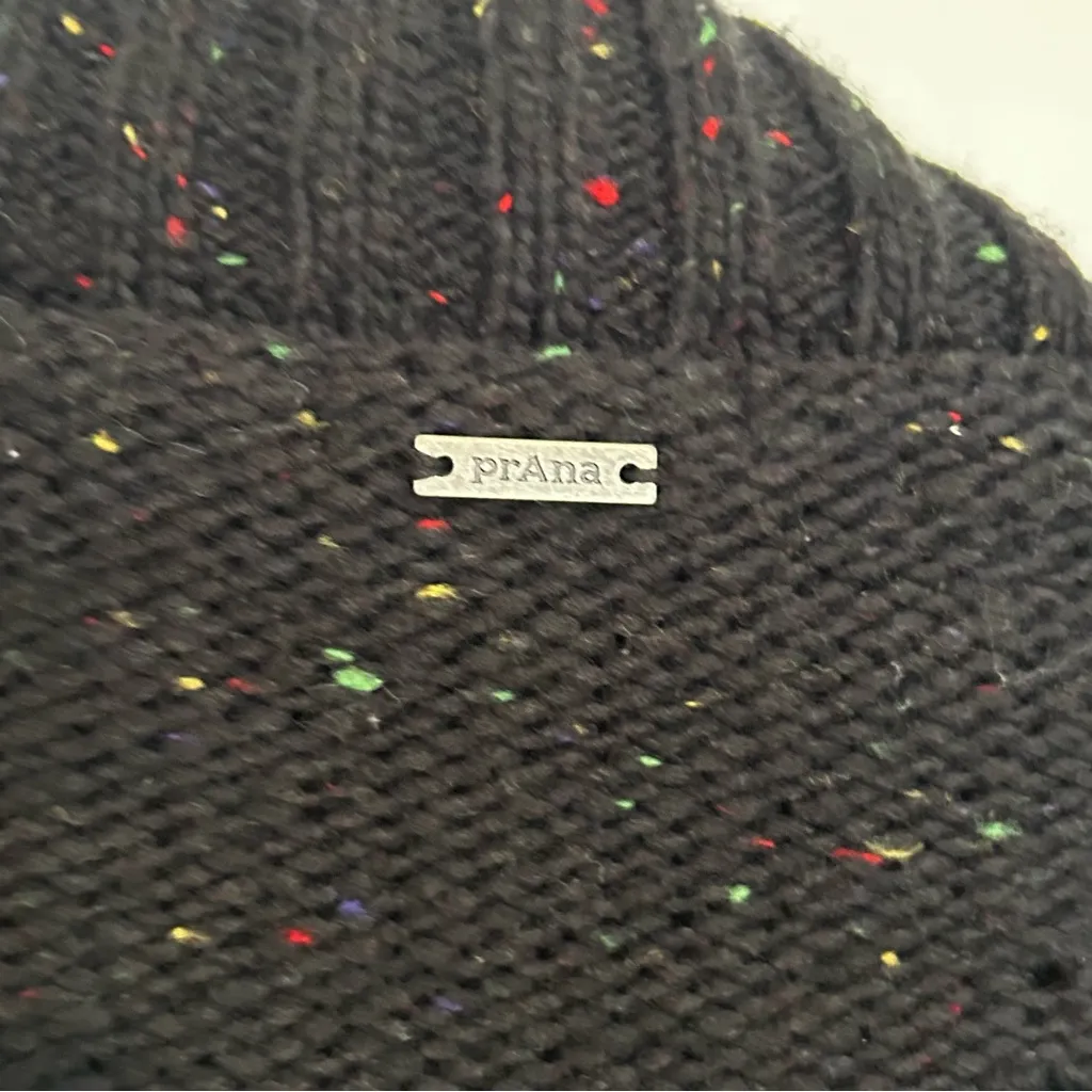 Prana Black Confetti Pull Over Quarter Zip Sweater Size Large - Image 5