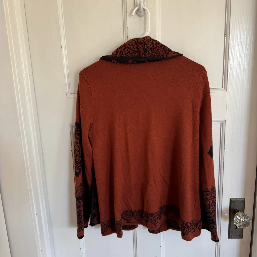 The Alpaca Collection Peruvian copper floral scroll open cardigan size medium Brown - Image 7
