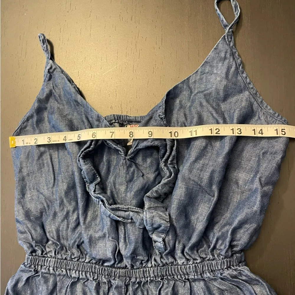 Mossimo Supply Co Denim Blue Tie Front Elastic Waist Romper Women’s Size XS - Image 9
