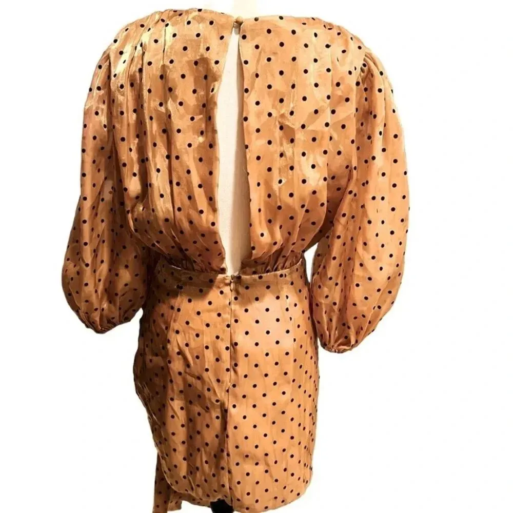 4SI3NA Alora Shimmer Polka Dot Minidress In Gold and Black size L NWOT Size L - Image 10