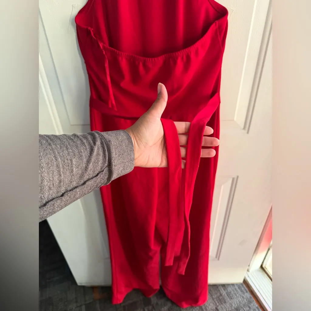 BEBE Red Halter Ruffle Wide Leg Women’s Jumpsuit ❤️SIZE 10❤️ - Image 9