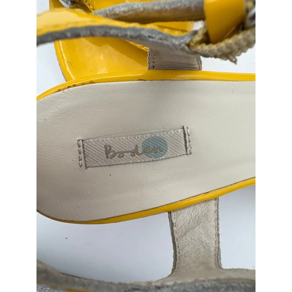 Boden Yellow Patent Leather Wedge Sandals Size 7 - Image 6