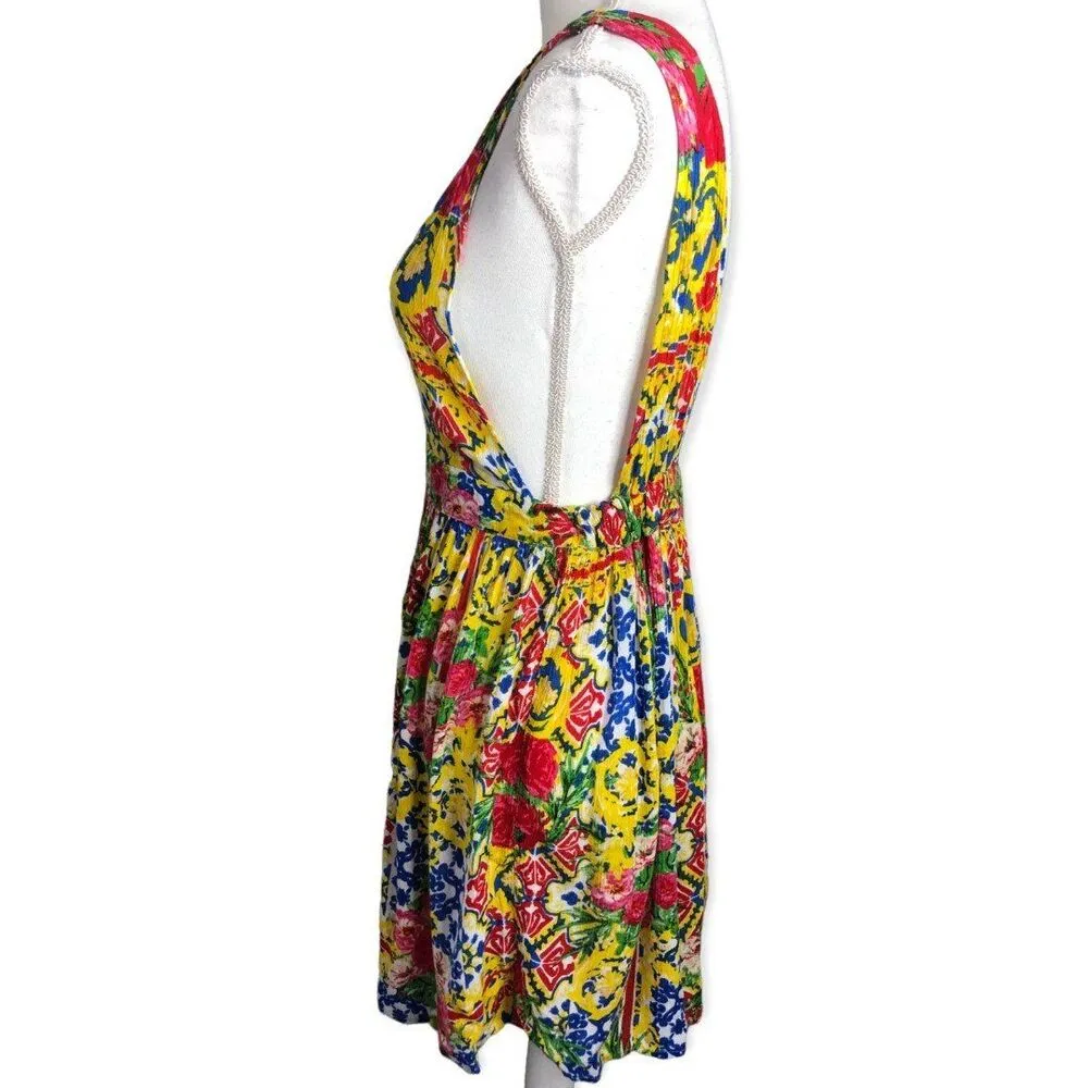 Asos Design Swim Floral Tile Print Crinkle Beach Dress - Image 6