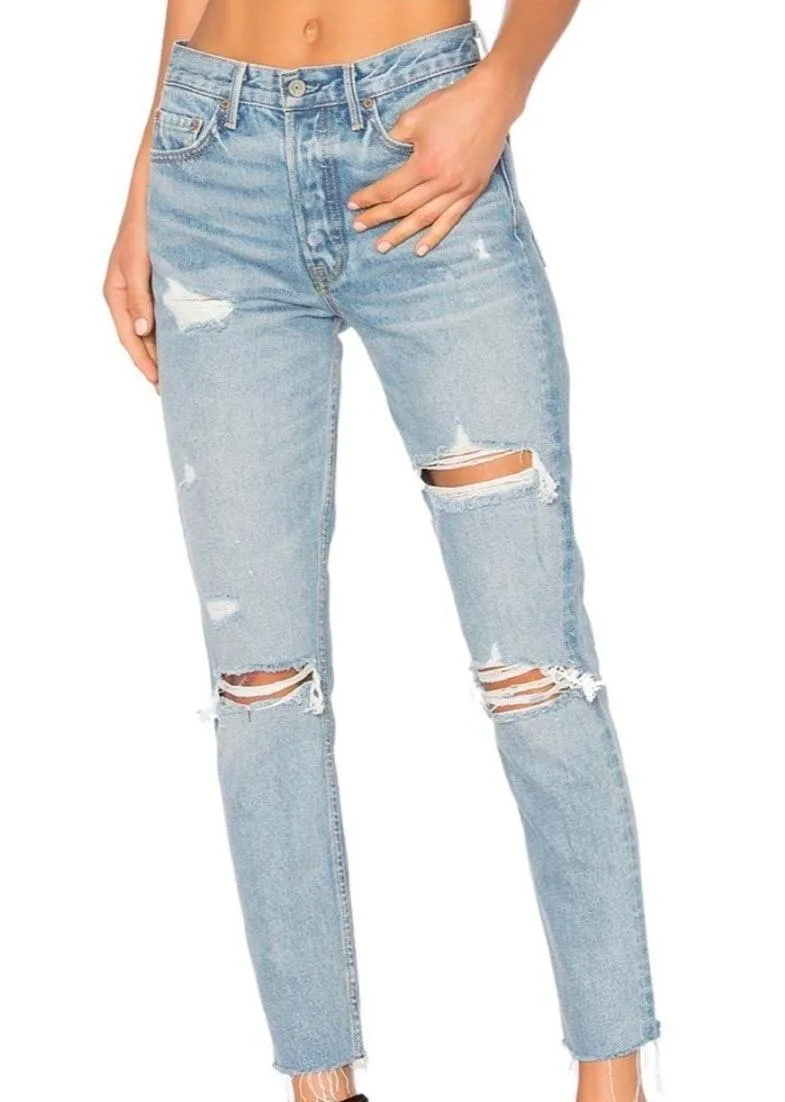 Grlfrnd Denim Karolina A Little More Love High Rise Waisted Distressed Jeans - Image 4