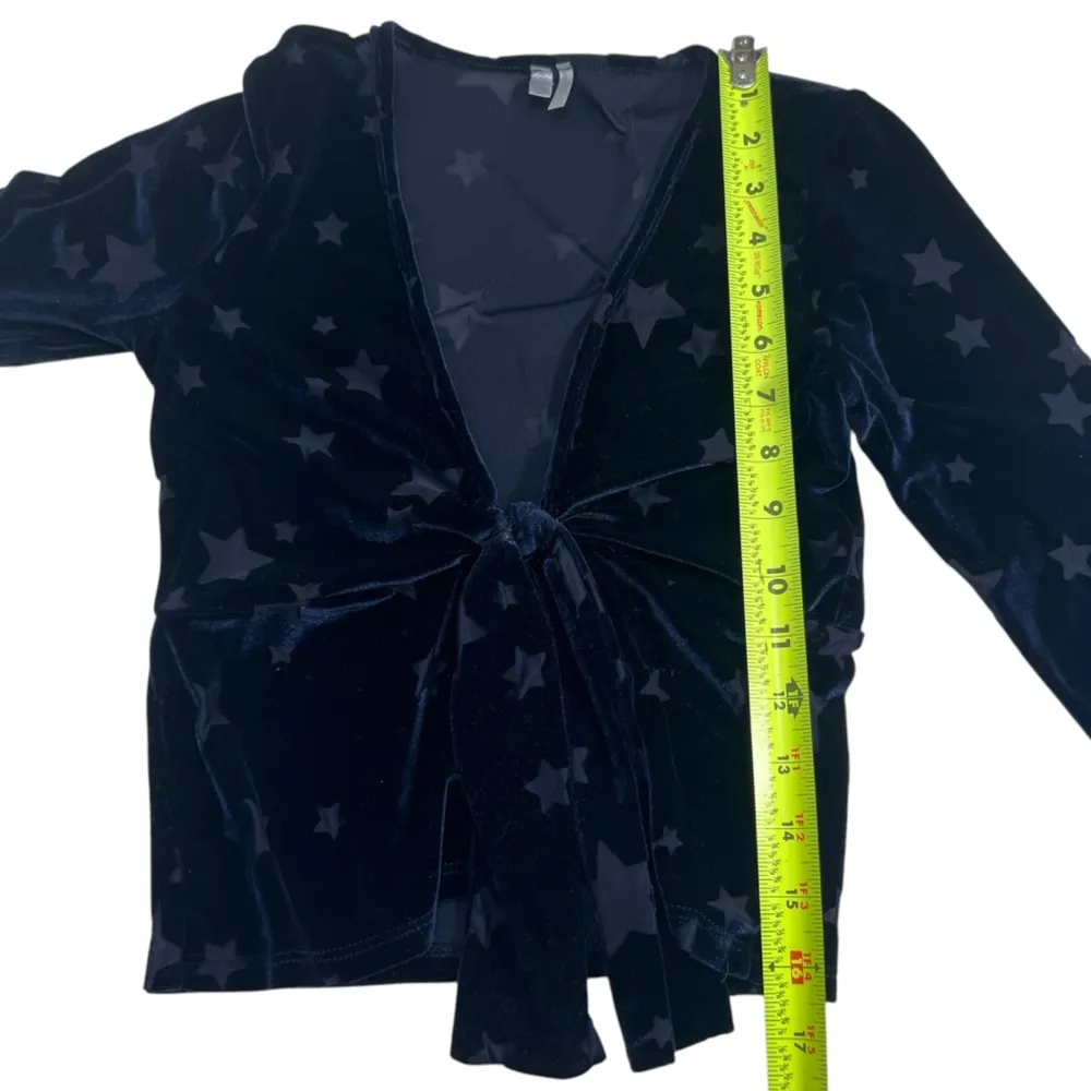 Out From Under UO  Dark Blue Velvet Star Knot Front Top - Image 6