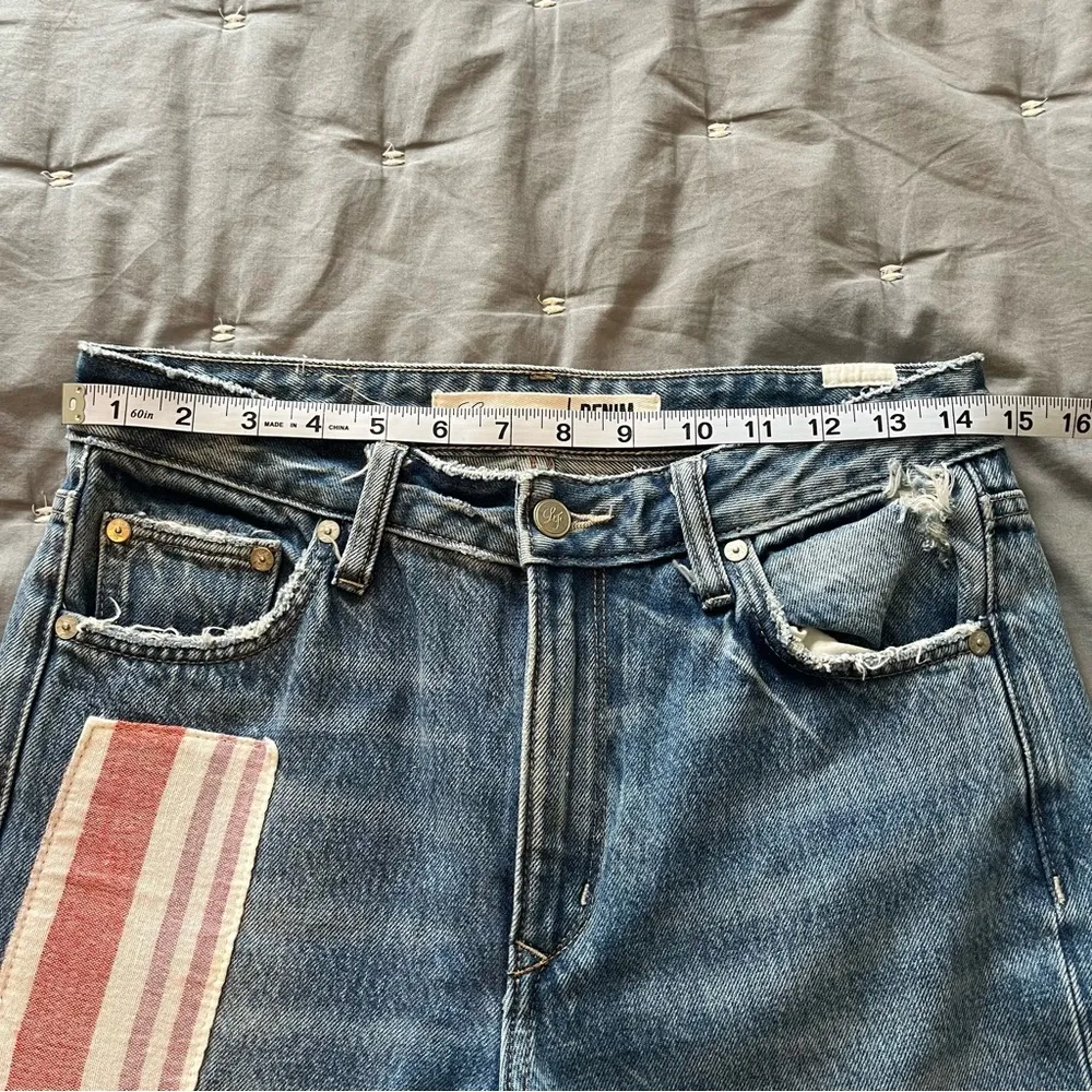 Lovers And Friends Women's Blue Denim Patchwork Straight Leg Jeans Size 27 - Image 8