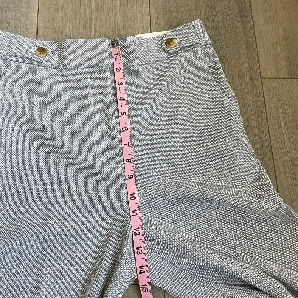 NWT Ann Taylor high rise straight leg blue white tweed woven pants cuffed twee - Image 8