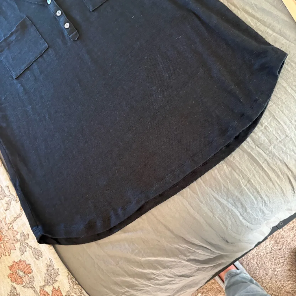 Chico’s Linen Two Pocket Collared  Popover. Size Medium/ Chico’s 1. - Image 8