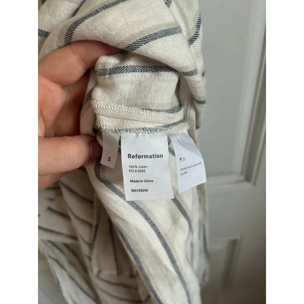 Reformation Elliott Lagenlook 100% linen striped summer dress size small - Image 5