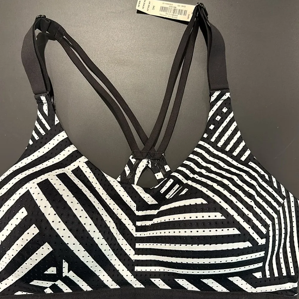 Victoria Secret Sports Bra Black & White Stripe - Image 2