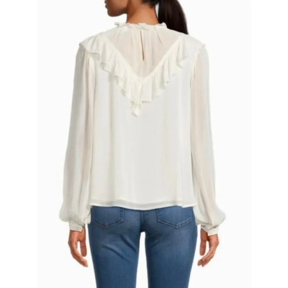 Joes Jeans The Bailey Pleated Blouse Ivory size XS - Image 2