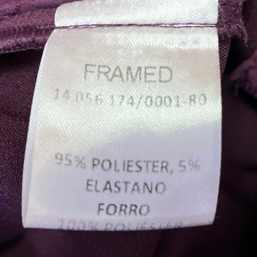 Framed Brazilian Designer $475 Purple High Rise Belted Trouser Dress Pants Sz 8 - Image 6