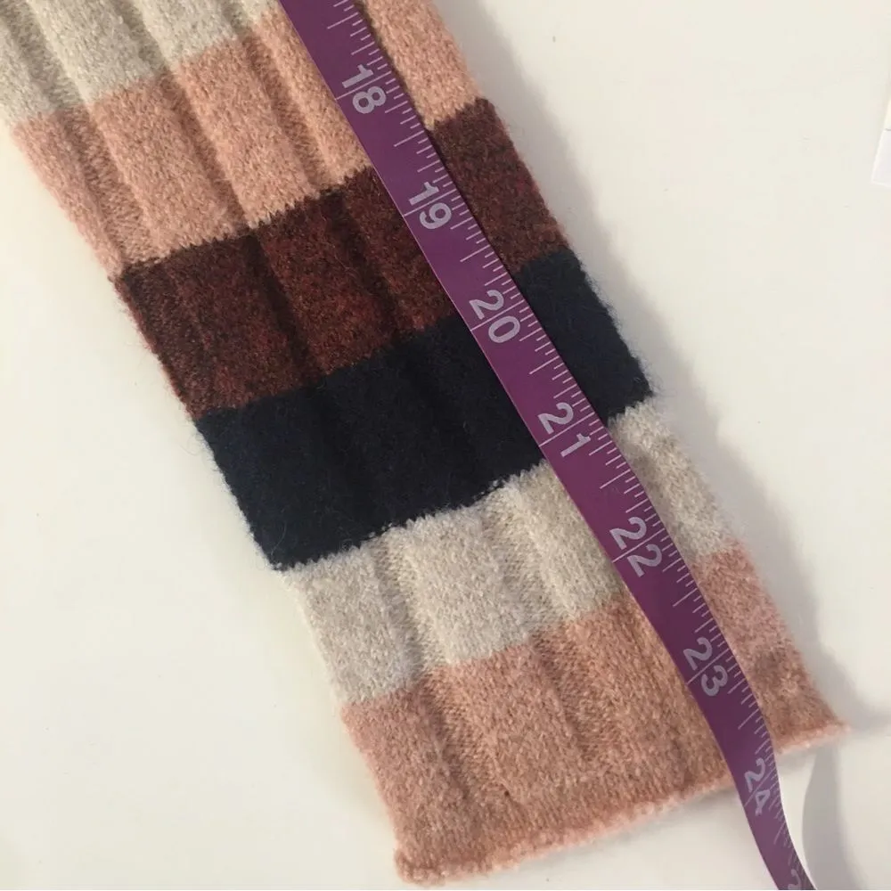 Madewell NWT Ribbed Brown/Pink/Cream/Navy Striped Mock Neck Sweater Size XXS - Image 8