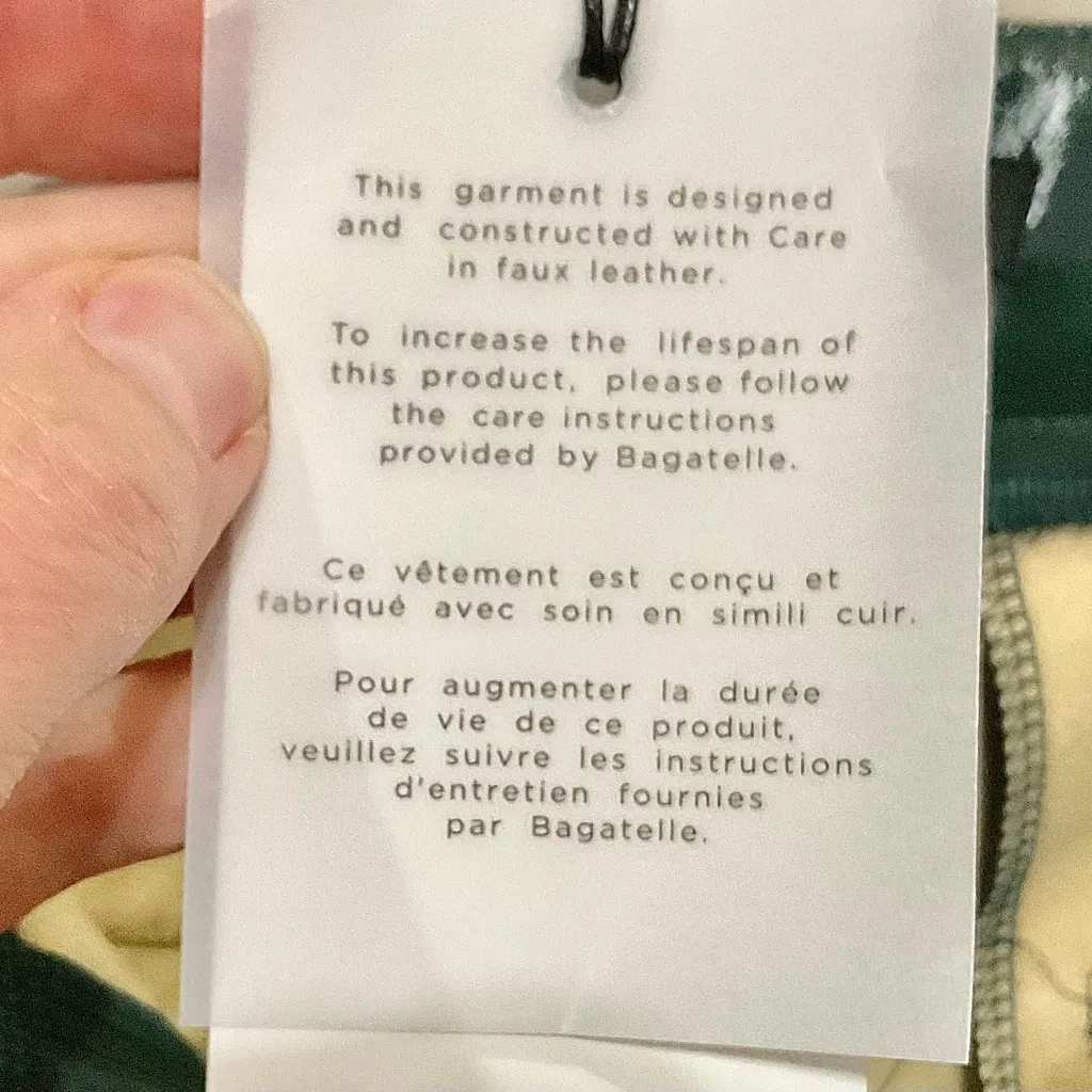 7 For All Mankind Green Faux Leather Shiny Wide Leg Pant Hunter Green Sz Med New - Image 5