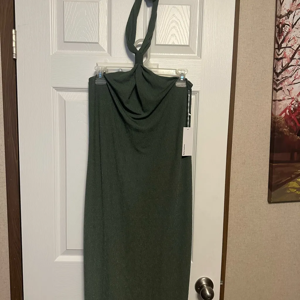 Reformation Olive Backless Halter Dress - Image 5