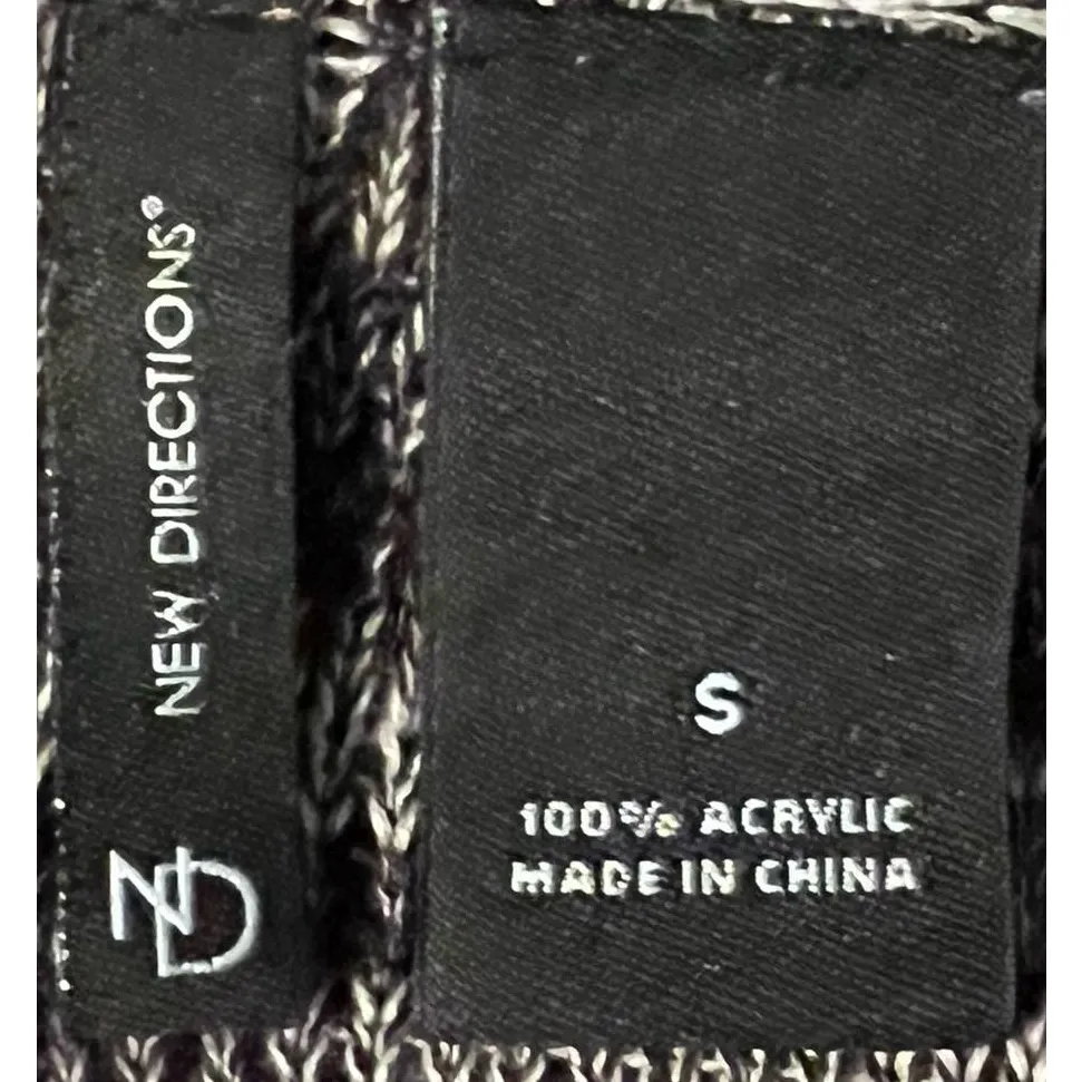 New Directions Pullover‎ Sweater Black Gray Long Sleeve Longer Sides Size S - Image 4