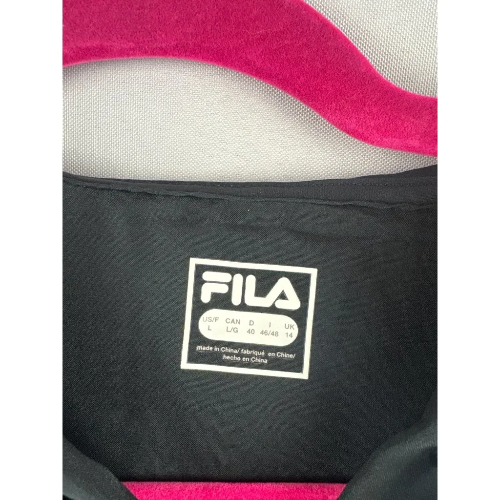 Fila Black Hooded Windbreaker Jacket Size L Made In China Polyester Unisex - Image 3