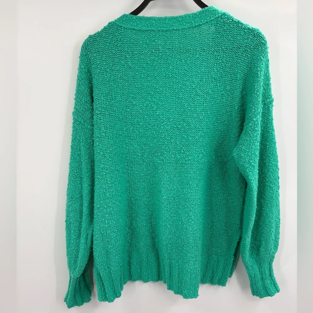 Anthropologie Pilcro Green Oversize V Neck Knit Cotton Textured Sweater Size Xs - Image 8