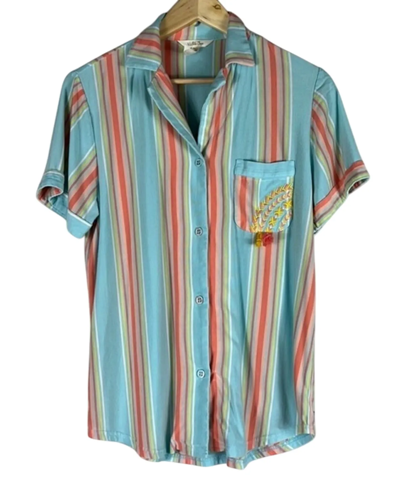 Matilda Jane Goodnight Pajama Top Womens S Pastel Blue Striped Relaxed Whimsy - Image 1