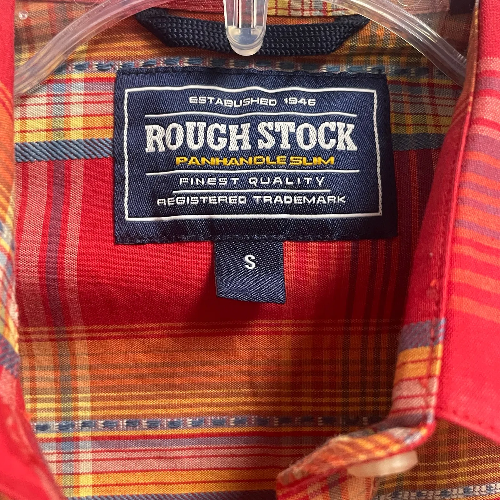 Panhandle Slim Rough Stock Western Small Red Colorful Plaid Pearl Snap Shirt - Image 4