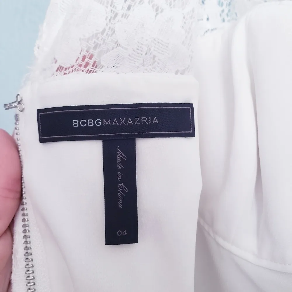 BCBGmaxazria Salina White Corset All Over Lace Bell Sleeve Mini Dress - Image 12