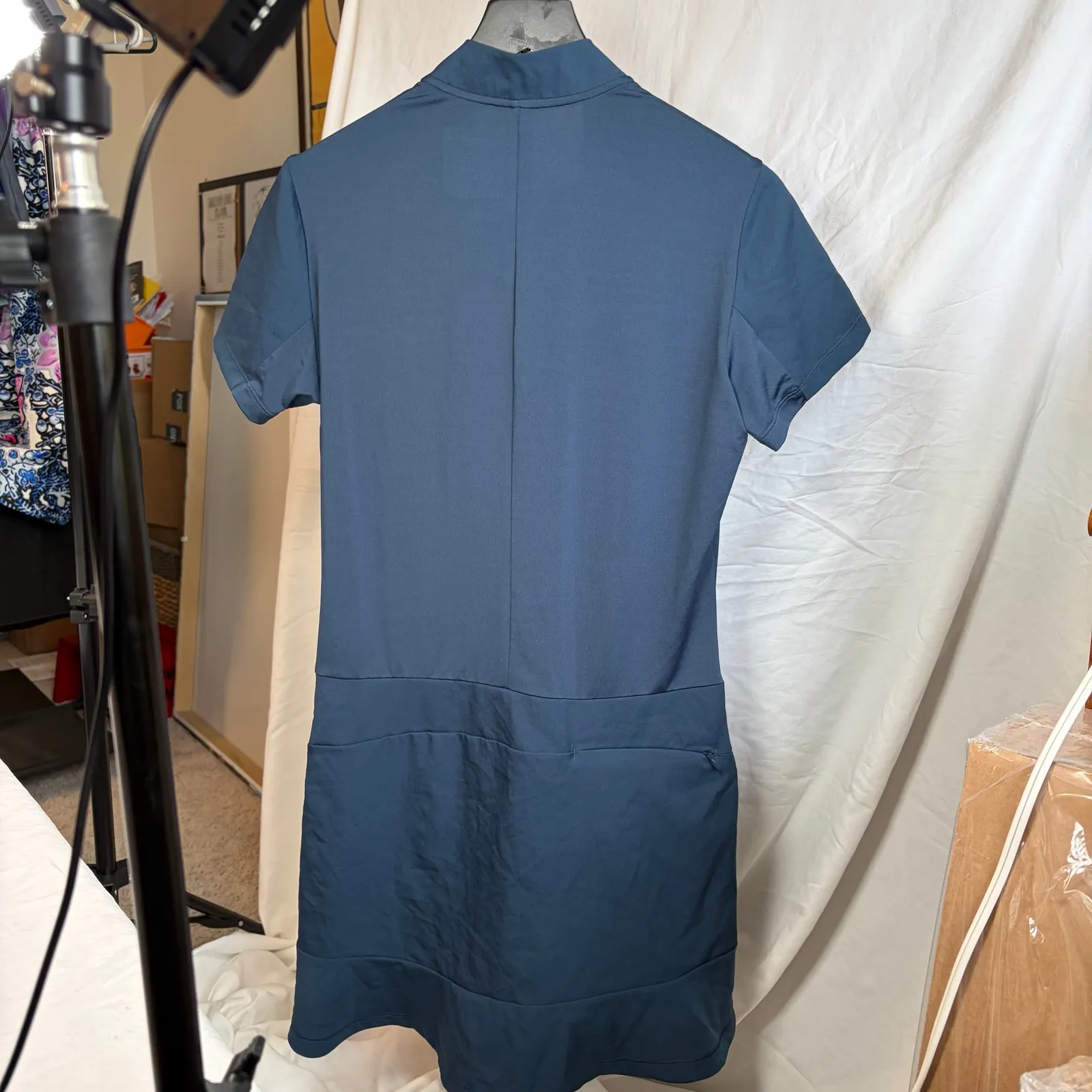 Adidas women’s performance dress. Golf. Tennis. M. Navy. Mock neck. Quarter zip - Image 2