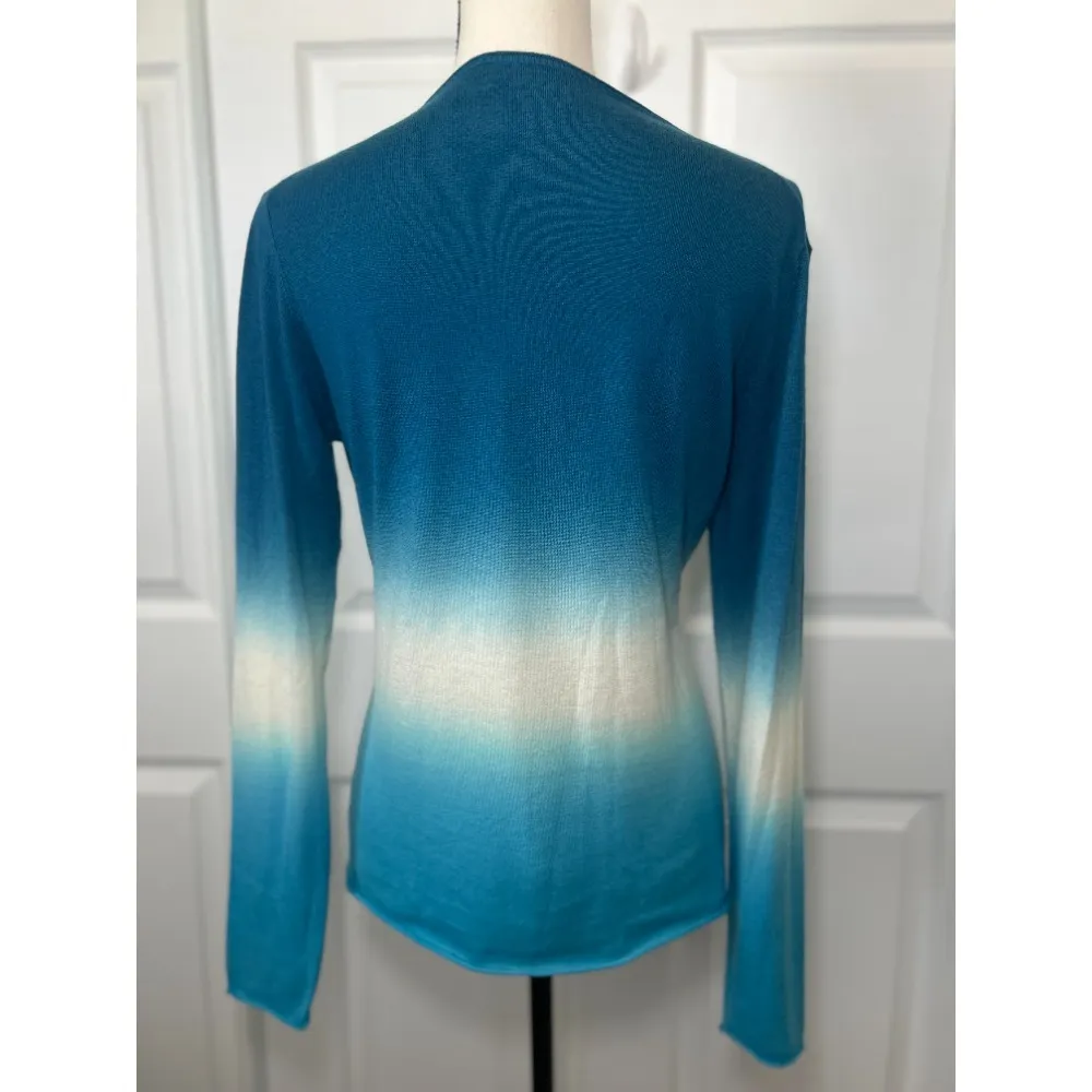 Tie Dye Peace Sign Rhinestone Graphic Soft Long Sleeve T Shirt Sweater Size Med‎ Blue - Image 4