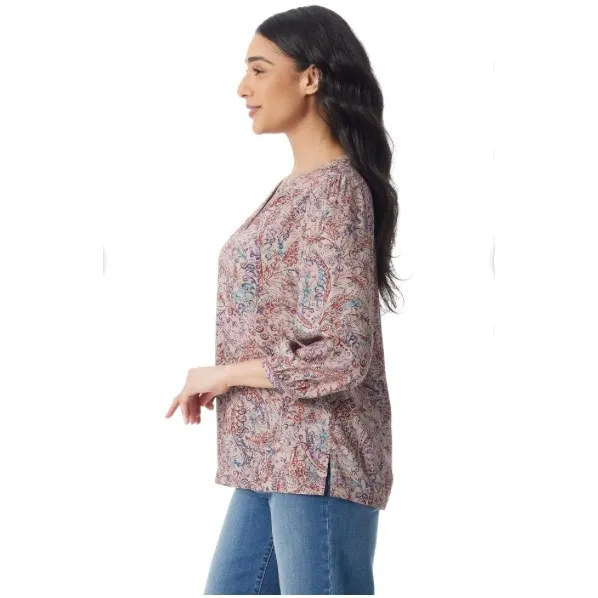 GLORIA VANDERBILT Melissa Floral Print Banded Collar Button-Front Blouse Size M - Image 3