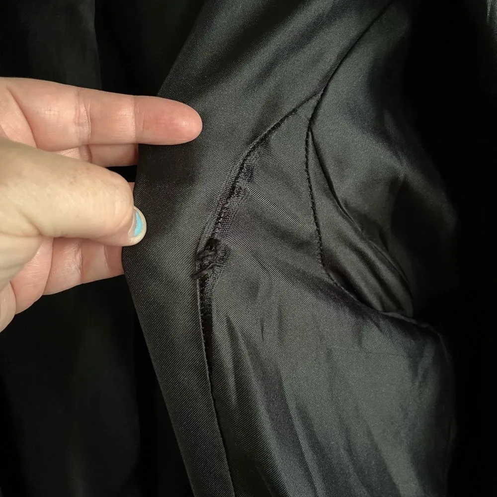 Vintage Y2K Focus by Shani Black Embroidered Jacket XL Floral Wool Blend Coat - Image 8