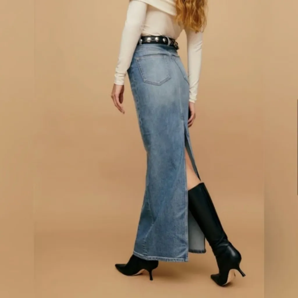 NWT Reformation Daria Ultra High Rise Denim Maxi Skirt in Merritt - Image 3