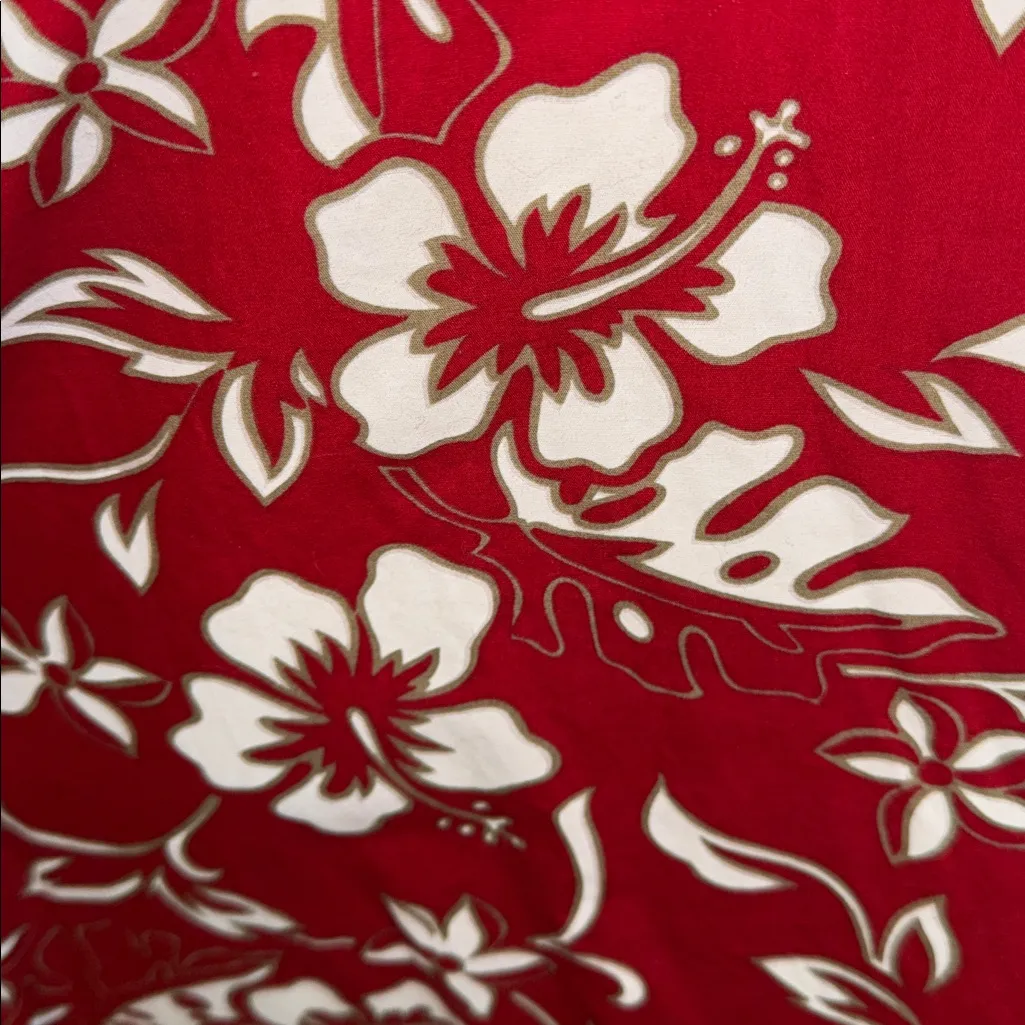 Original Hilo Hattie Hawaiian Red and White hibiscus flower floral Dress med - Image 11
