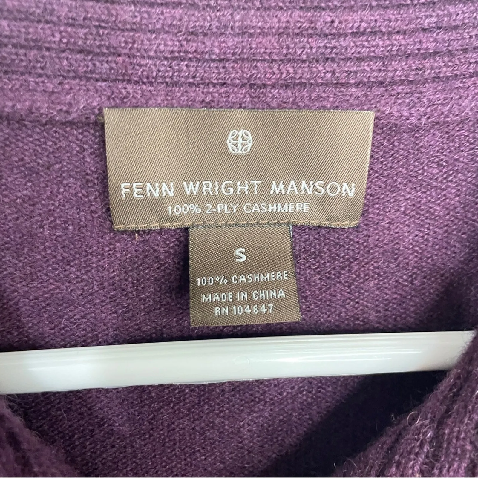 Fenn Wright Manson Purple 100% Cashmere One‎ Button Collared Cardigan Size Small - Image 7