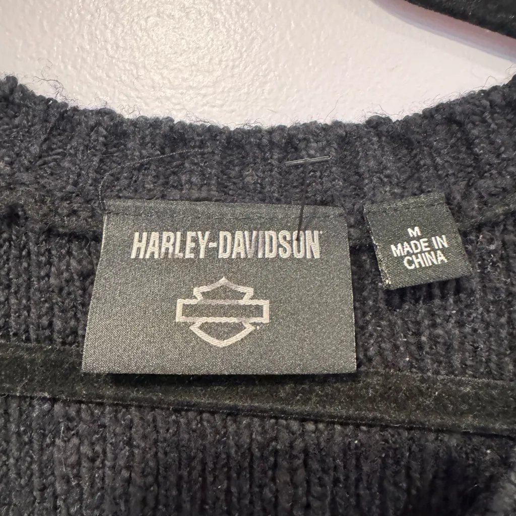 Black‎ and white stripe Harley Davidson sweater Black Size M - Image 3