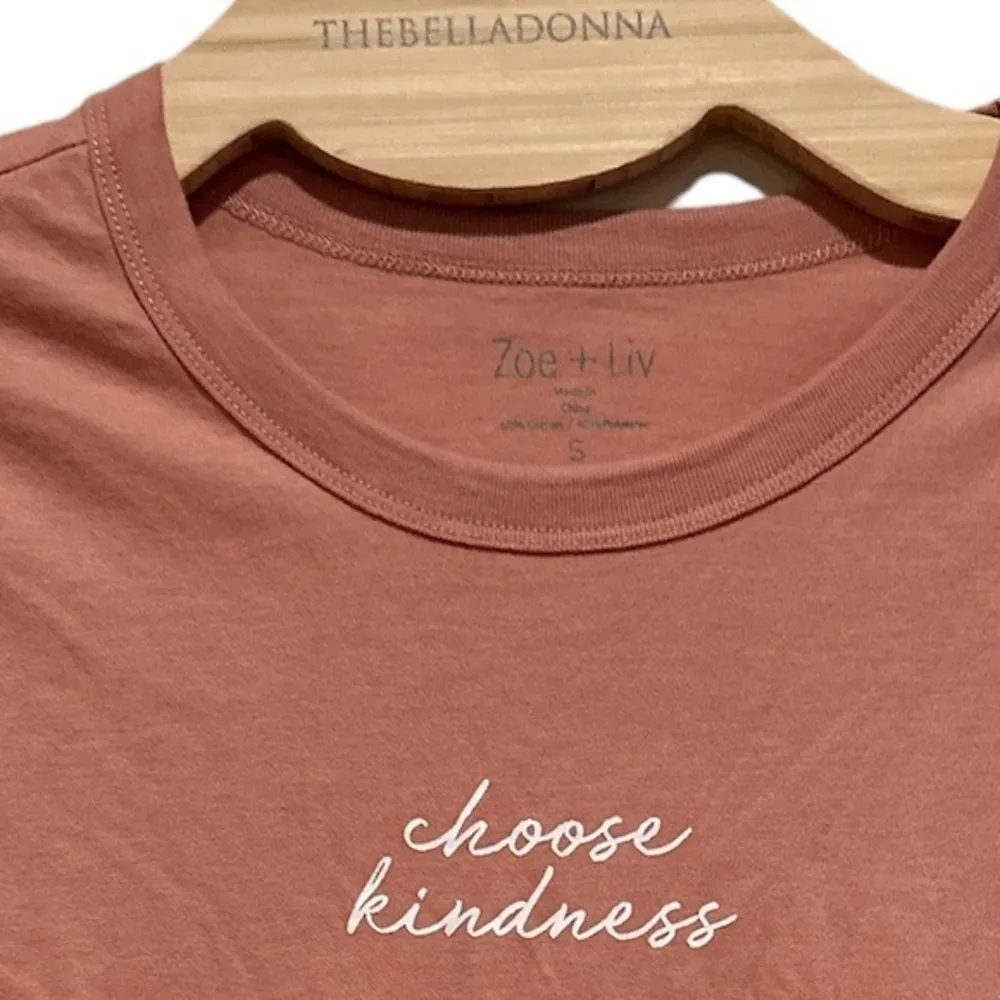 🔵 SALE 3/$25 CHOOSE KINDNESS SHORT SLEEVE LIGHT PINK GRAPHIC TEE SHIRT ZOE LIV S - Image 4