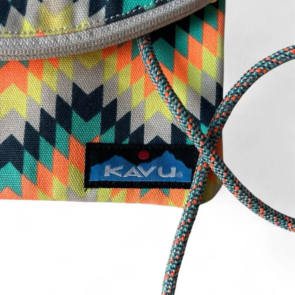 KAVU Sling Along Crossbody Bag | Bold Geometric Pattern | Fold-Over Style - Image 5