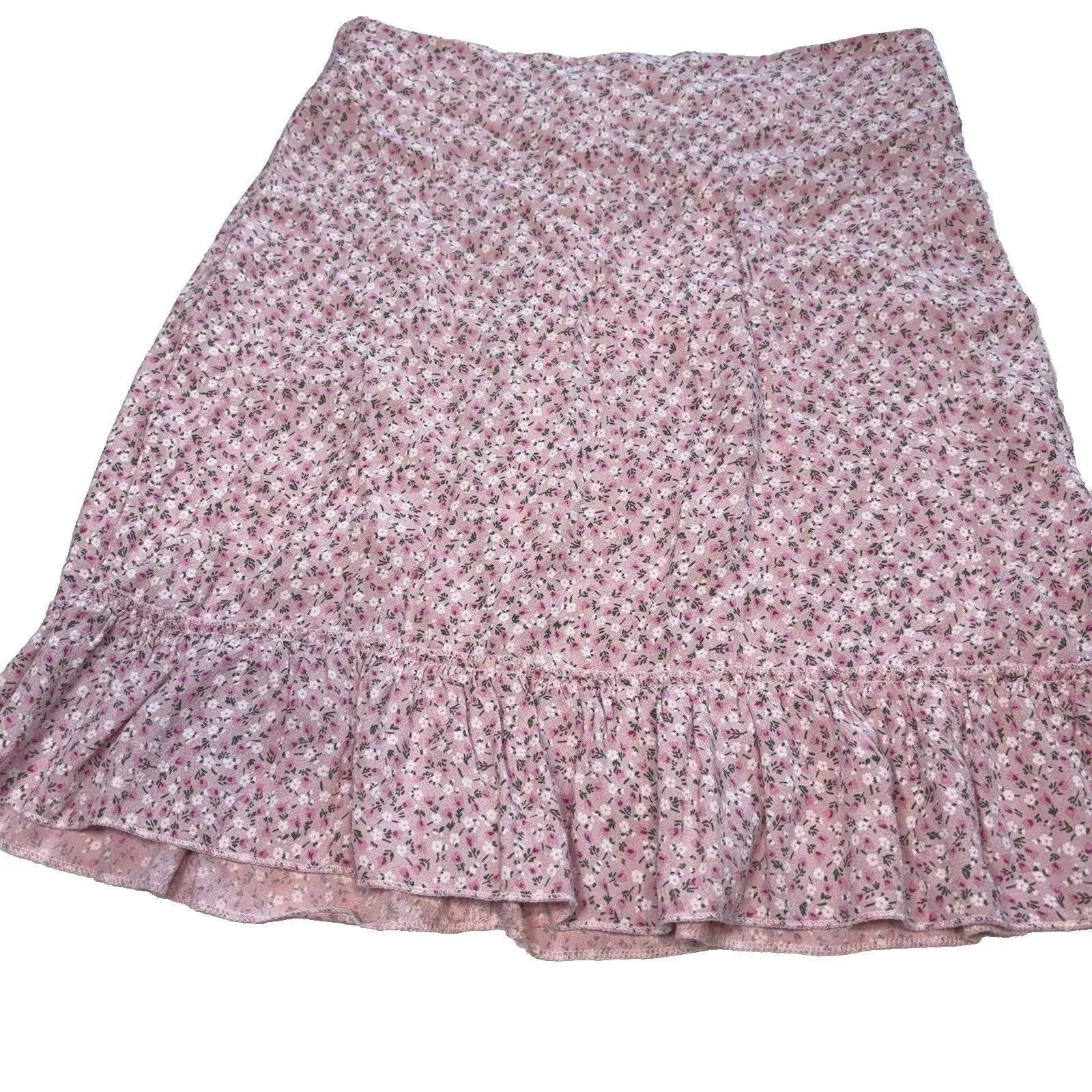 Brandy Melville Pink Floral Cara Mini Skirt  Size 3 Ruffled Mini -Made Italy NWT - Image 5