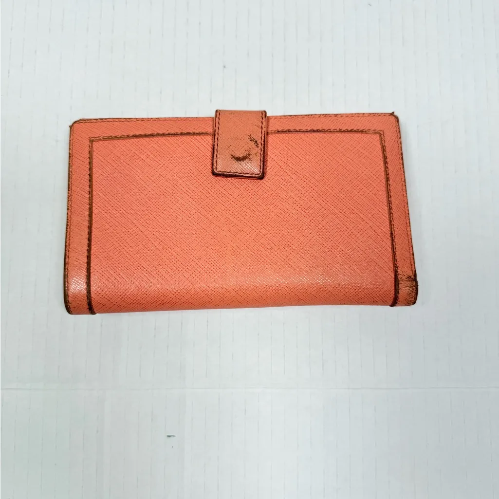 Salvatore Ferragamo Vintage Gancini Wallet Peach Saffiano Leather - Image 6